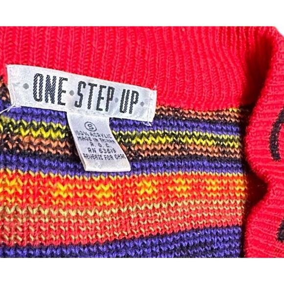 Vtg 80s 90s One Step Up Dopamine Cardigan Oversized Knit Sweater Sz S Unisex EUC - Picture 3 of 15
